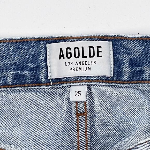 AGOLDE Jaden Cut Off Denim Shorts Women’s 25 Surreal Light Wash Distressed - Picture 3 of 5